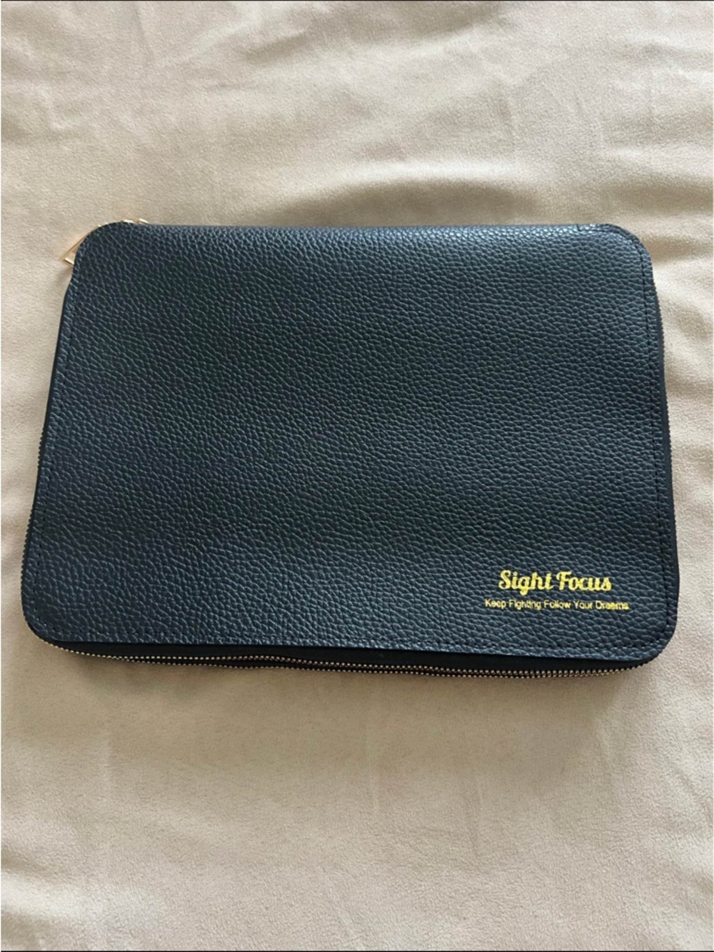 For watches Black Leather Zip Portfolio